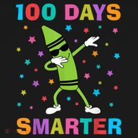 100 Days Smarter 100th Day of School Dabbing Crayon Women's Hoodie thumb 2
