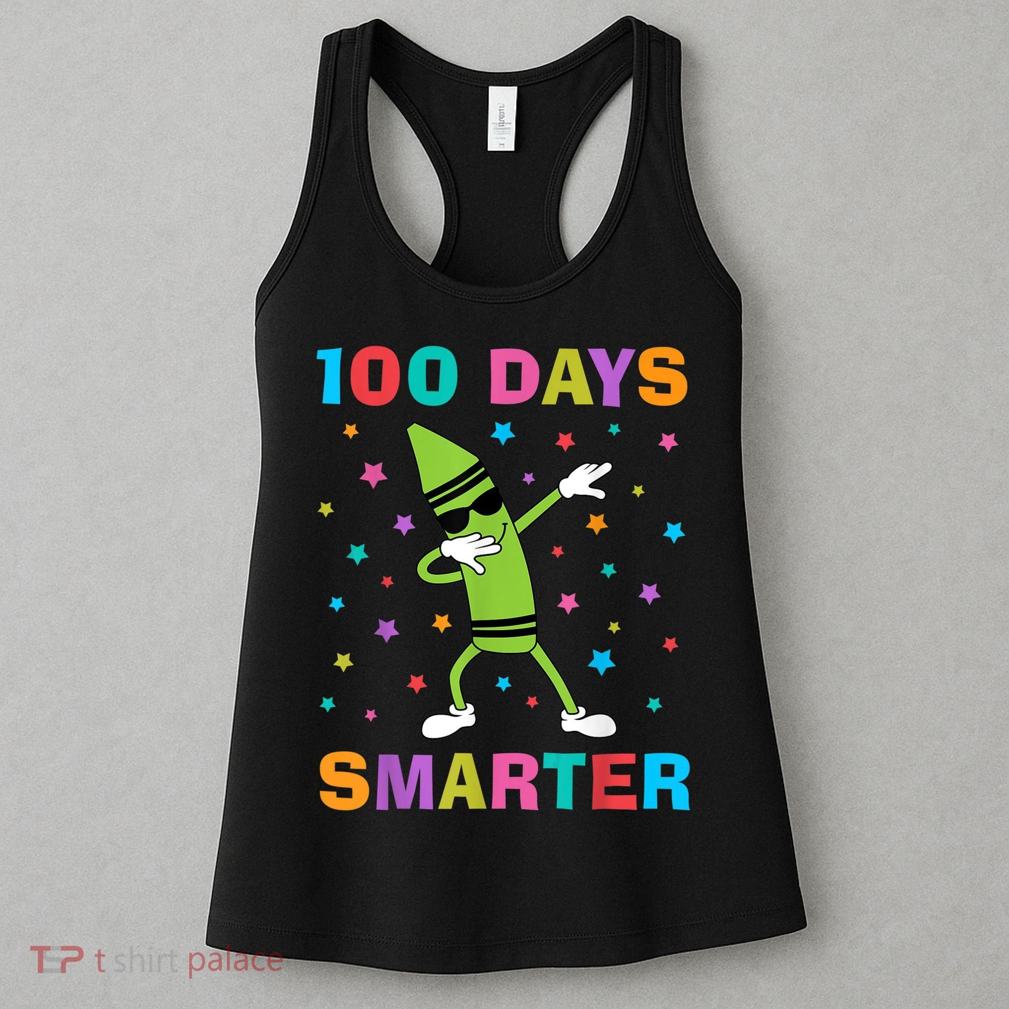 100 Days Smarter 100th Day of School Dabbing Crayon Women's Tank Top
