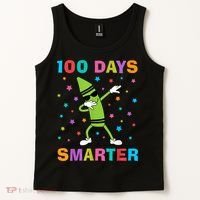 100 Days Smarter 100th Day of School Dabbing Crayon Tank Top thumb 2