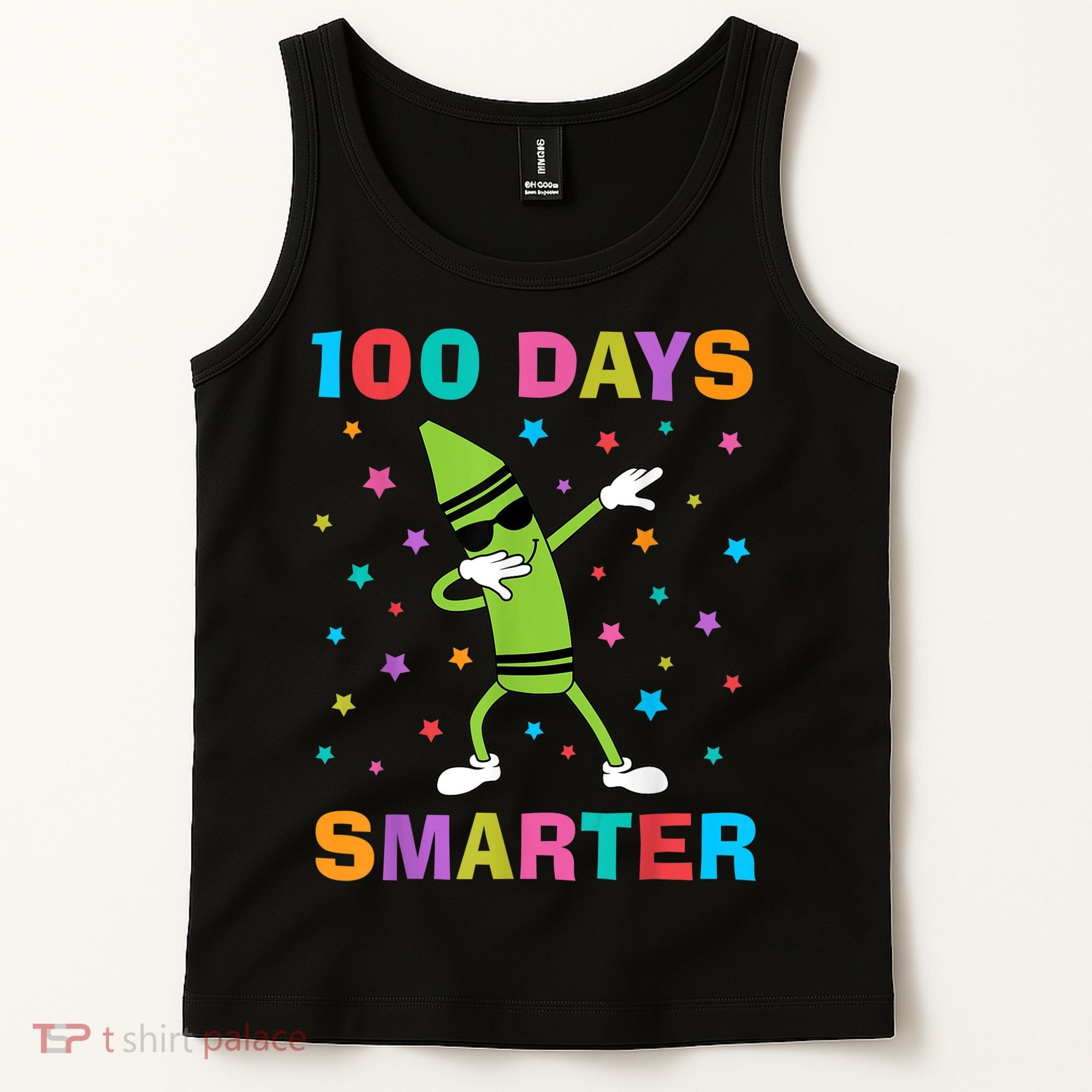 100 Days Smarter 100th Day of School Dabbing Crayon Tank Top