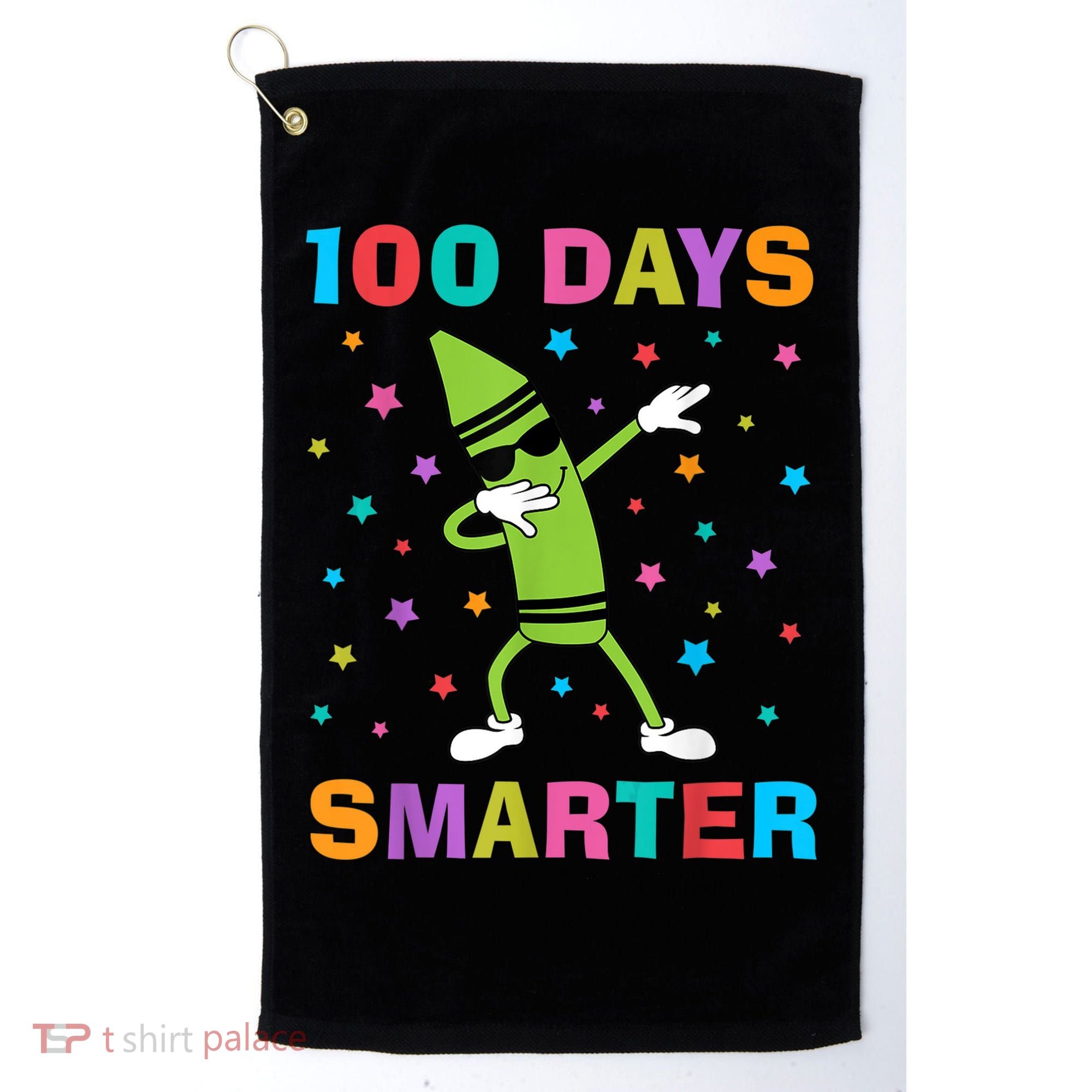 100 Days Smarter 100th Day of School Dabbing Crayon Golf Towel