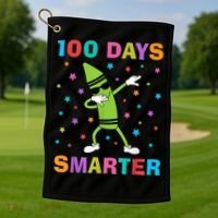 100 Days Smarter 100th Day of School Dabbing Crayon Golf Towel thumb 1