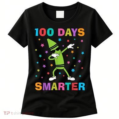 100 Days Smarter 100th Day of School Dabbing Crayon Women's T-Shirt