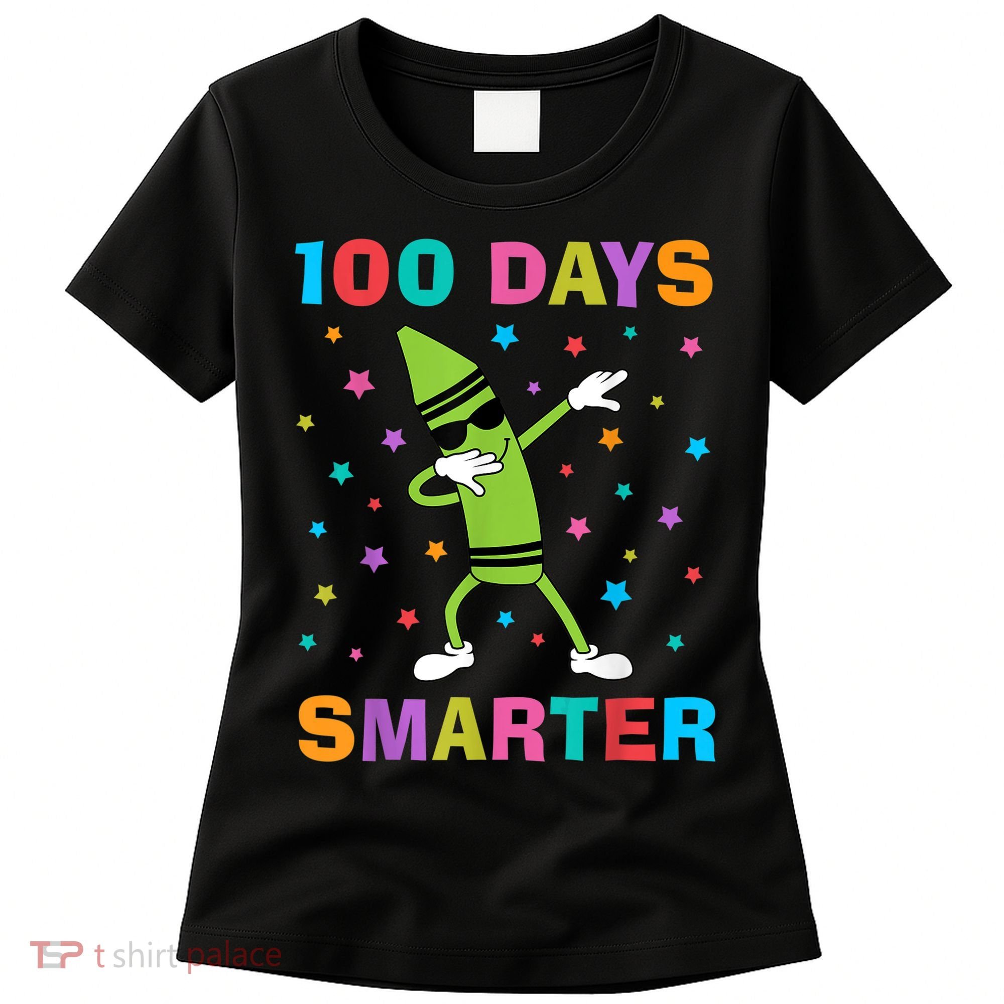 100 Days Smarter 100th Day of School Dabbing Crayon Women's T-Shirt
