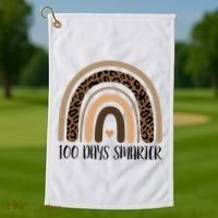 100 Days Smarter 100th Day Of School Golf Towel thumb 1
