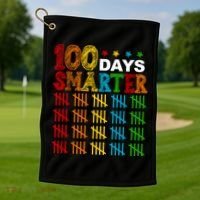 100 Days Smarter Cute Funny 100th Day Of School Golf Towel thumb 1