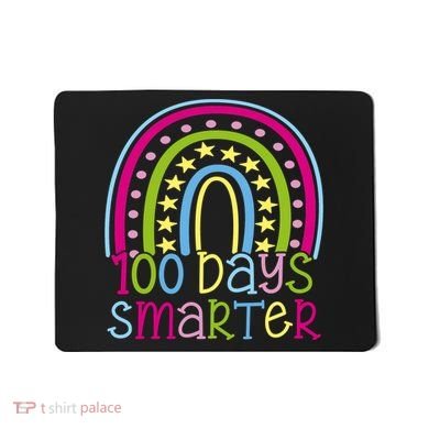 100 Days Smarter Cute Colorful Rainbow Mousepad