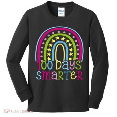 100 Days Smarter Cute Colorful Rainbow Kids Long Sleeve Shirt