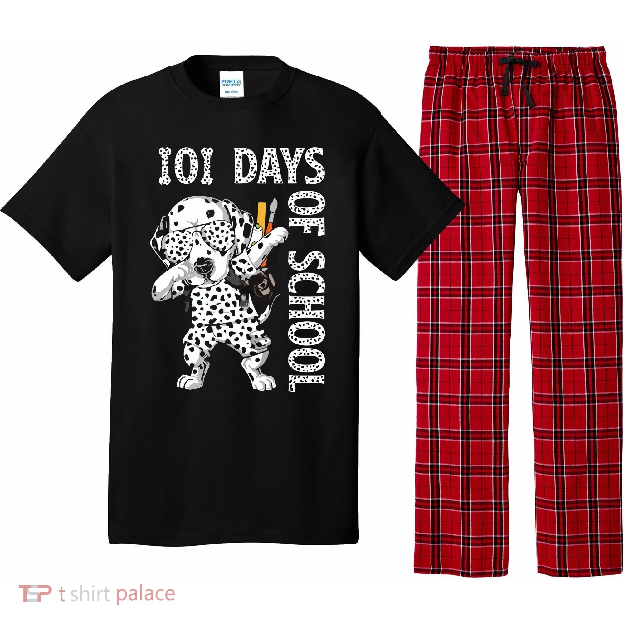 101 Days School Dabbing Dalmatian Dog Teachers Pajama Set