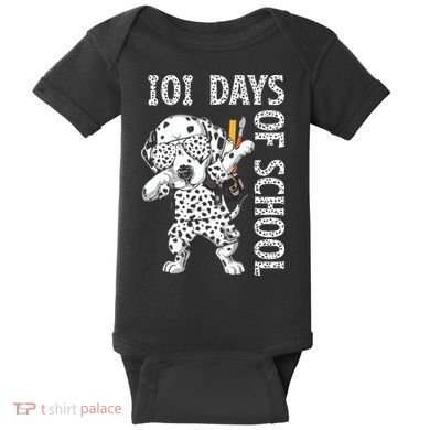 101 Days School Dabbing Dalmatian Dog Teachers Baby Bodysuit