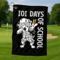 101 Days School Dabbing Dalmatian Dog Teachers Golf Towel thumb 1