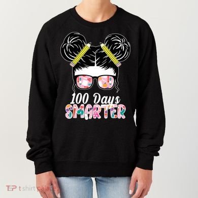 100 Days Smarter Student Hair Bun Women's Sweatshirt