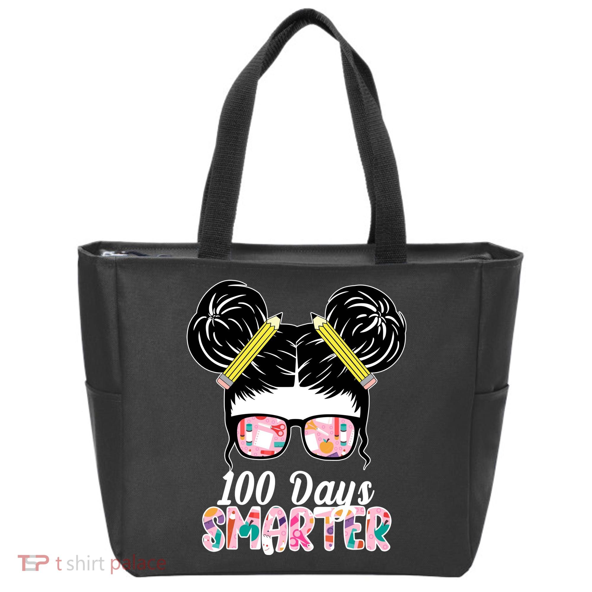 100 Days Smarter Student Hair Bun Tote Bag