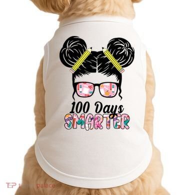 100 Days Smarter Student Hair Bun Doggie Tank