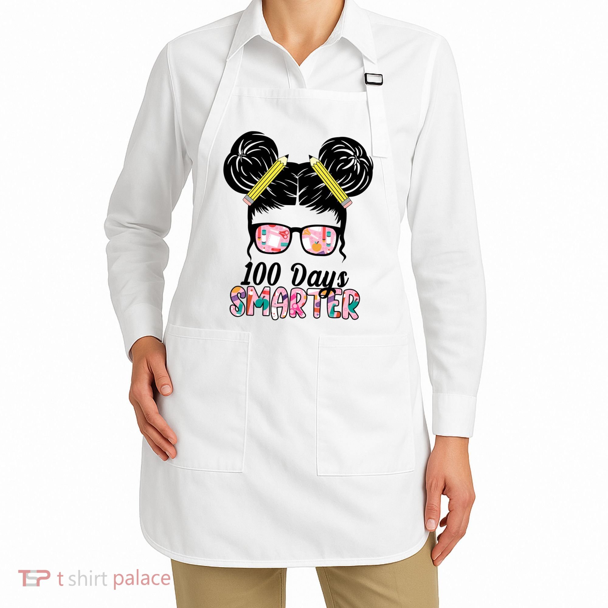 100 Days Smarter Student Hair Bun Apron