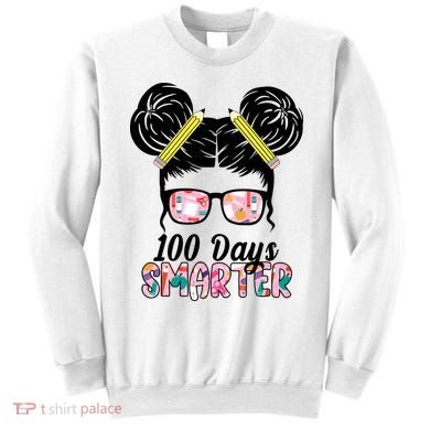 100 Days Smarter Student Hair Bun Sweatshirt