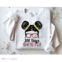100 Days Smarter Student Hair Bun Sweatshirt thumb 2