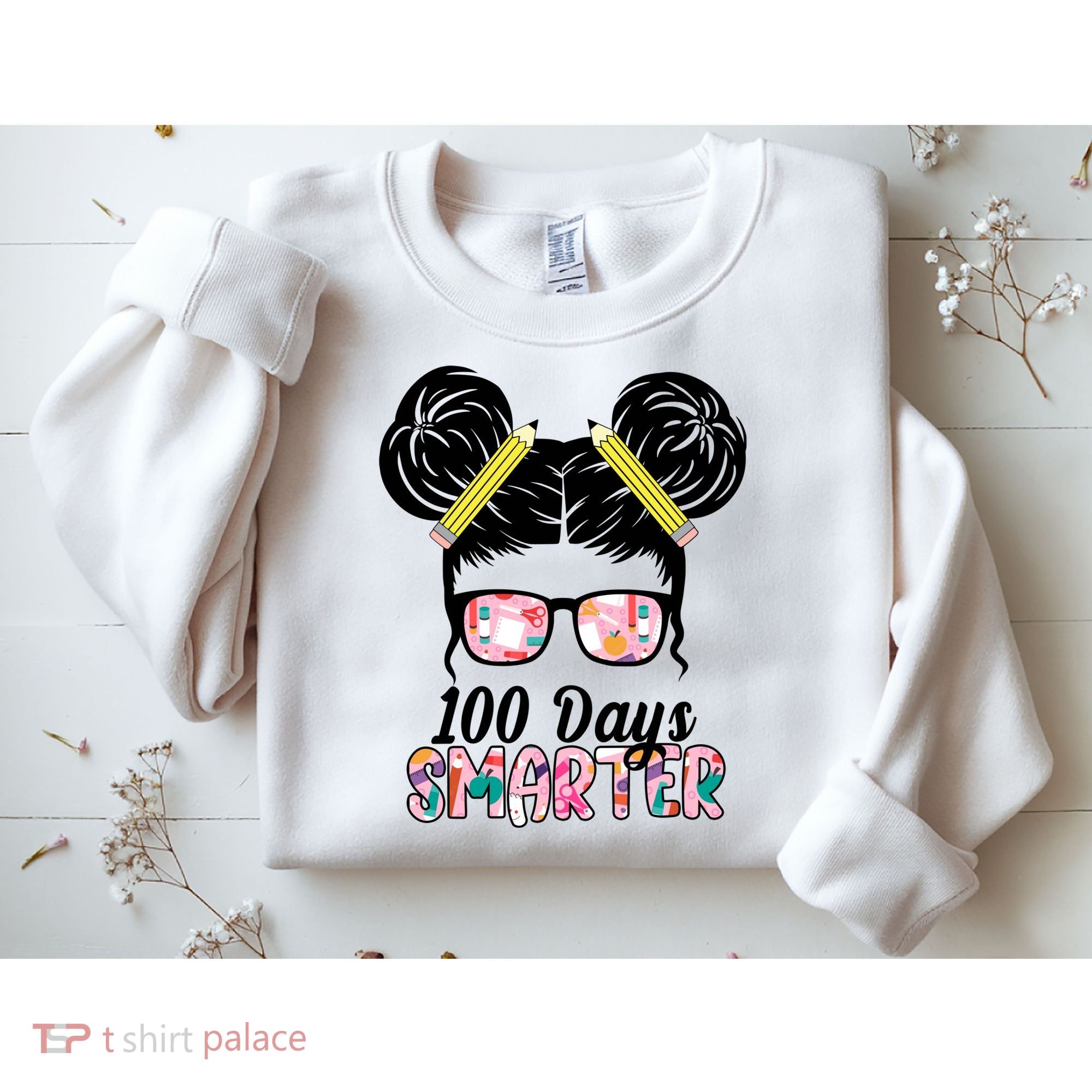 100 Days Smarter Student Hair Bun Sweatshirt