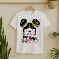 100 Days Smarter Student Hair Bun T-Shirt thumb 2