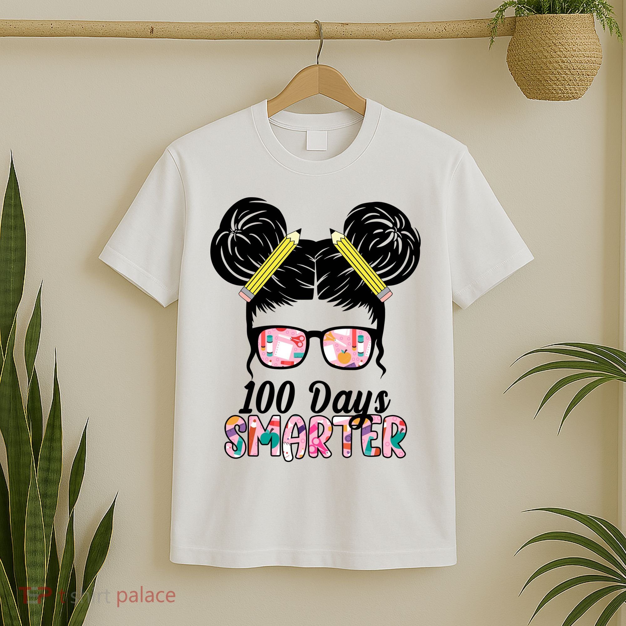 100 Days Smarter Student Hair Bun T-Shirt