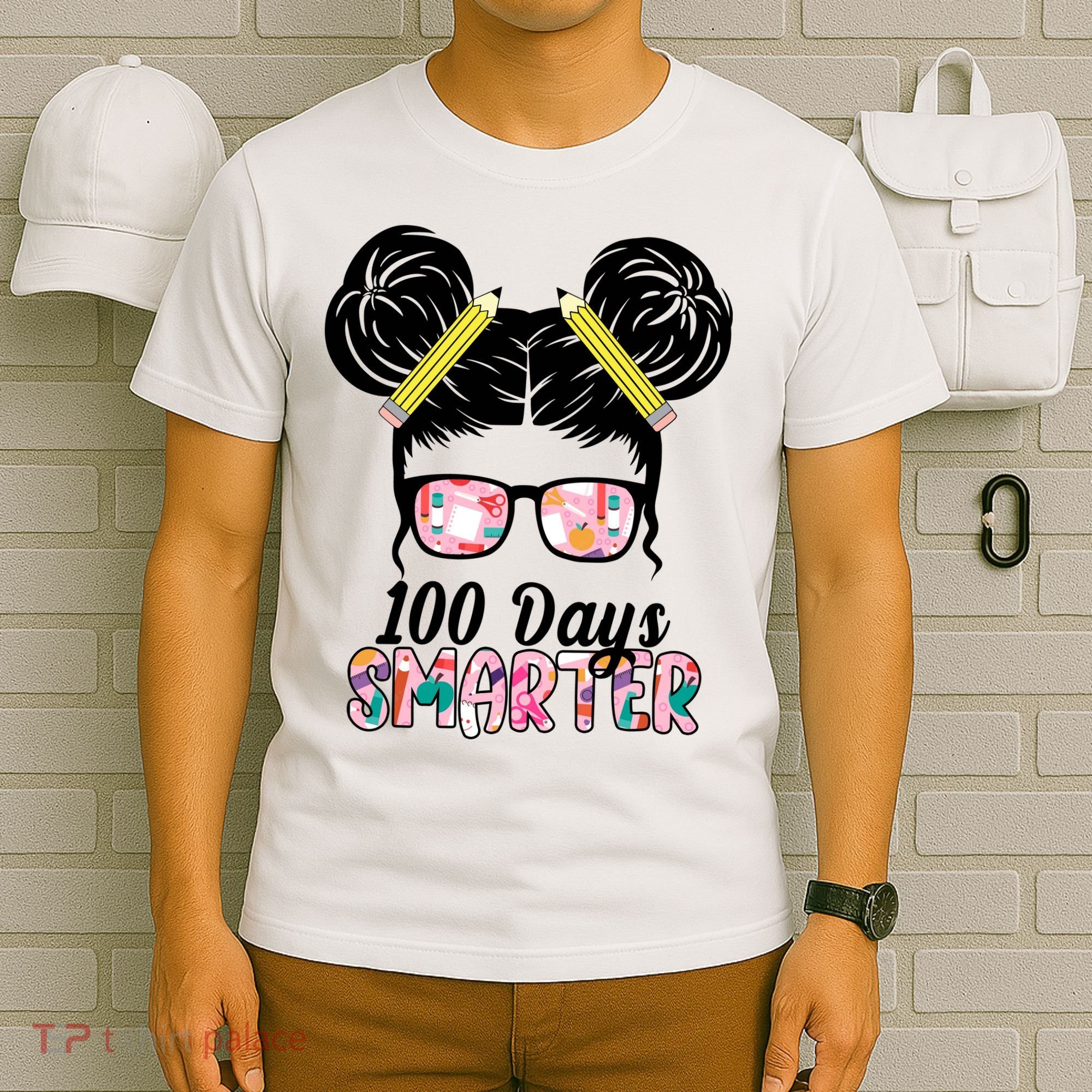 100 Days Smarter Student Hair Bun T-Shirt