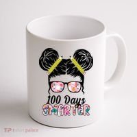 100 Days Smarter Student Hair Bun Coffee Mug thumb 1