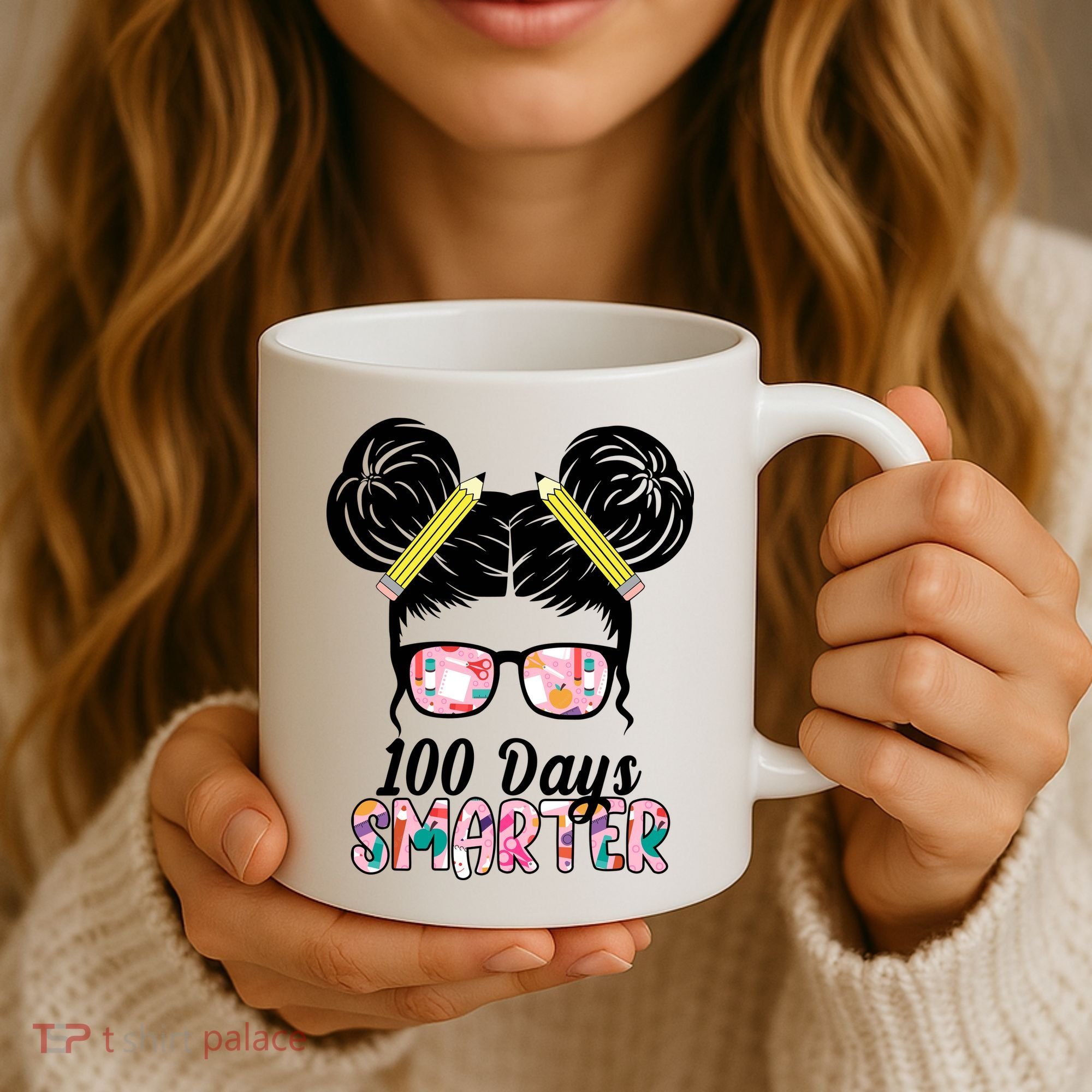 100 Days Smarter Student Hair Bun Coffee Mug