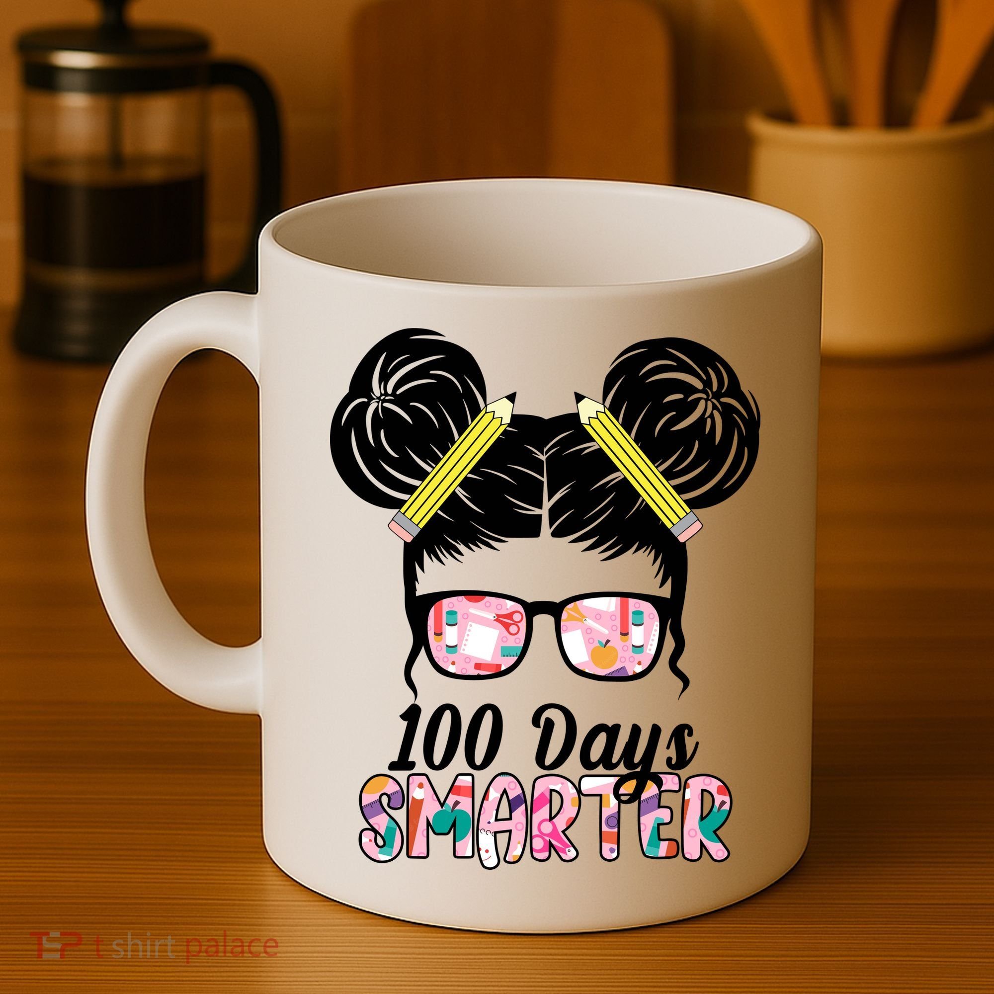 100 Days Smarter Student Hair Bun Coffee Mug