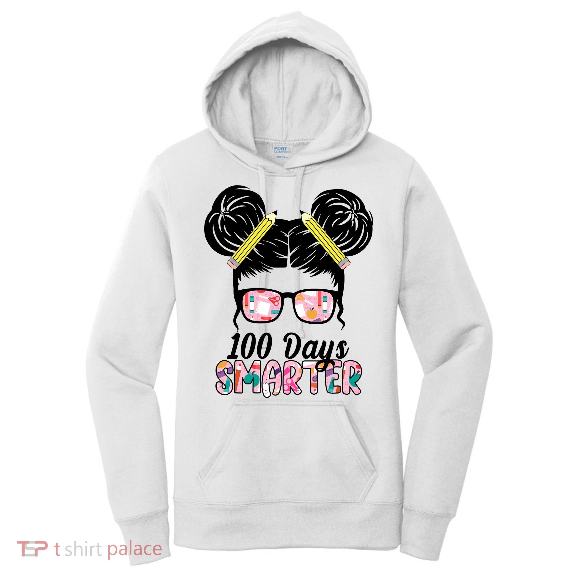 100 Days Smarter Student Hair Bun Women's Hoodie