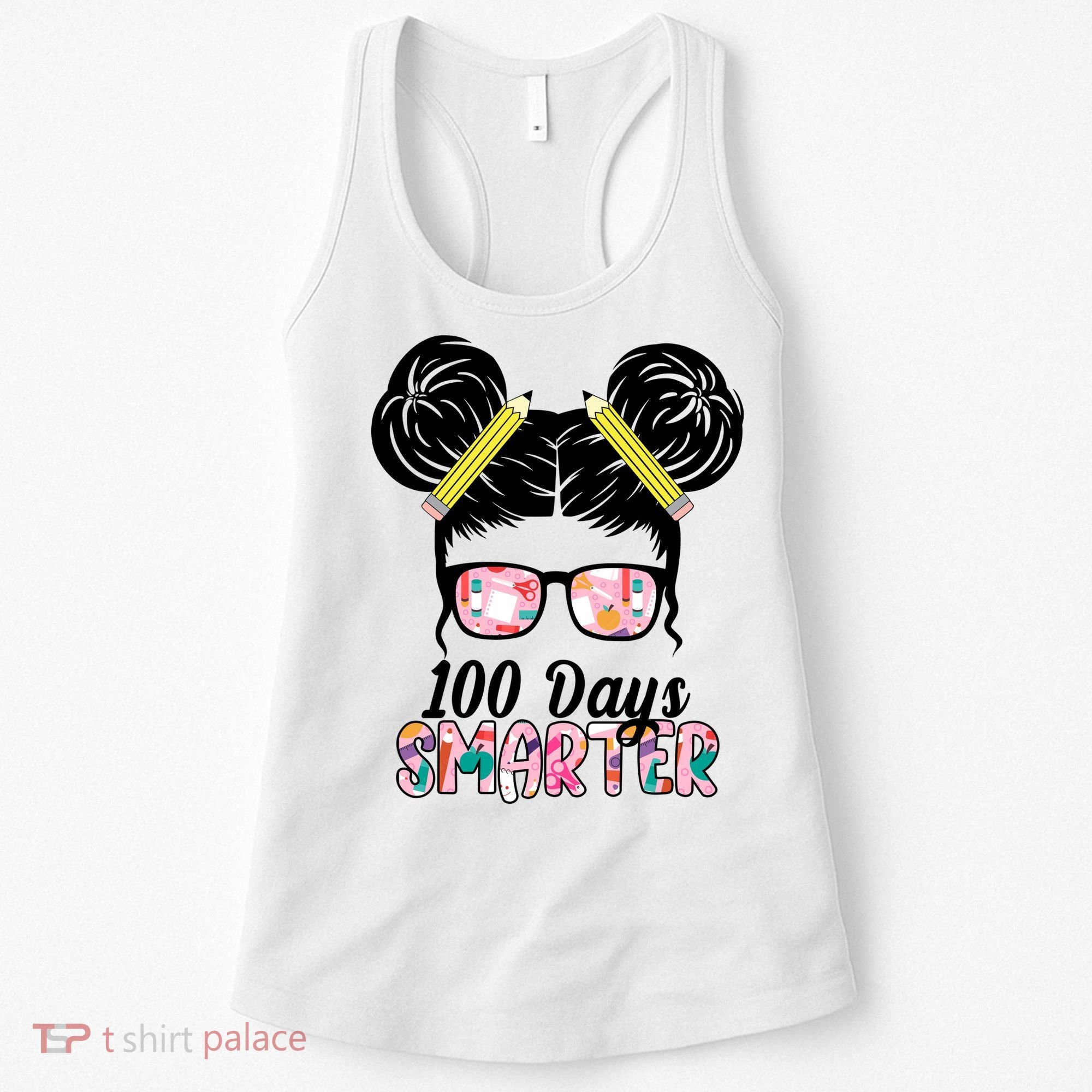 100 Days Smarter Student Hair Bun Women's Tank Top