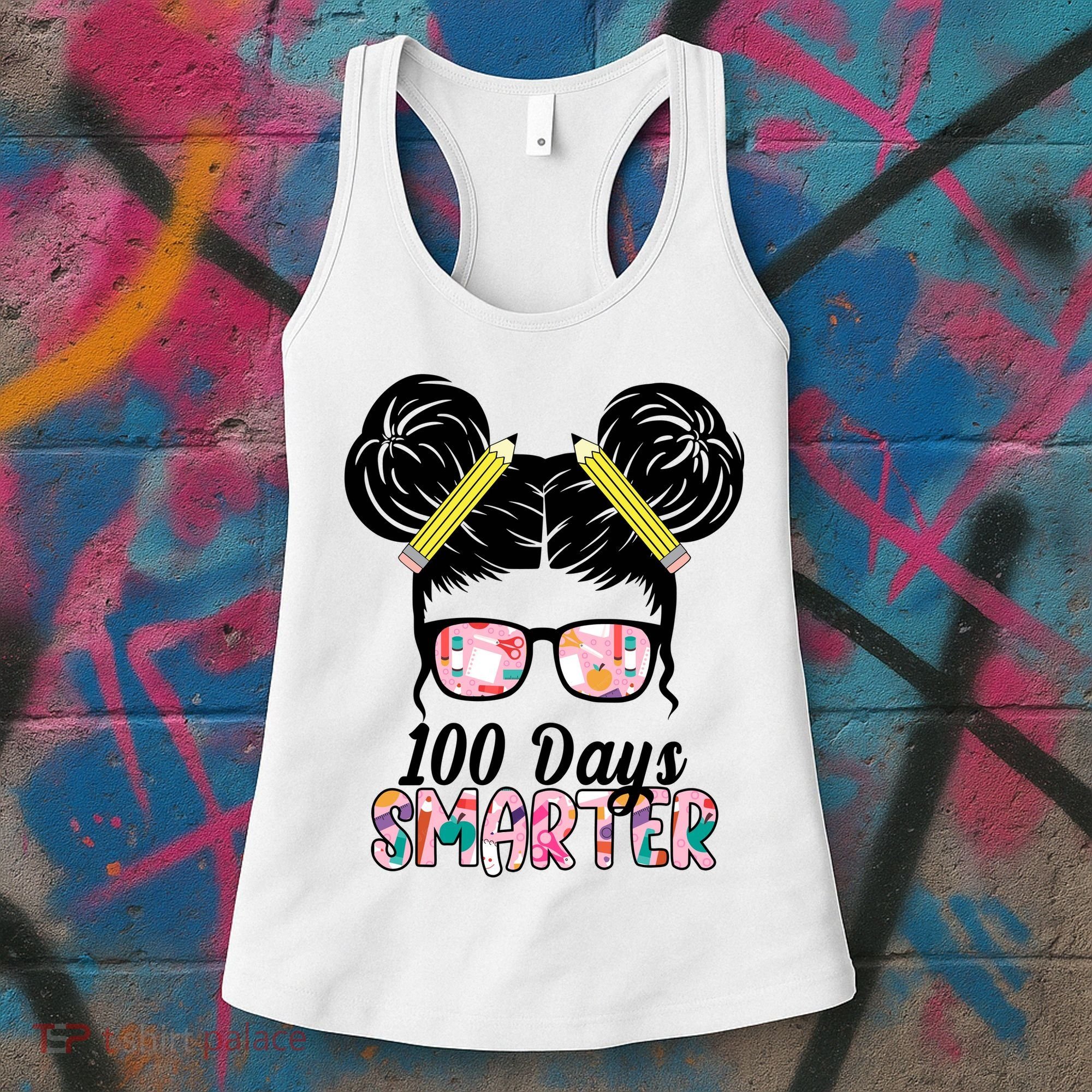 100 Days Smarter Student Hair Bun Women's Tank Top