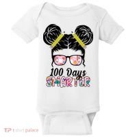 100 Days Smarter Student Hair Bun Baby Bodysuit thumb 0