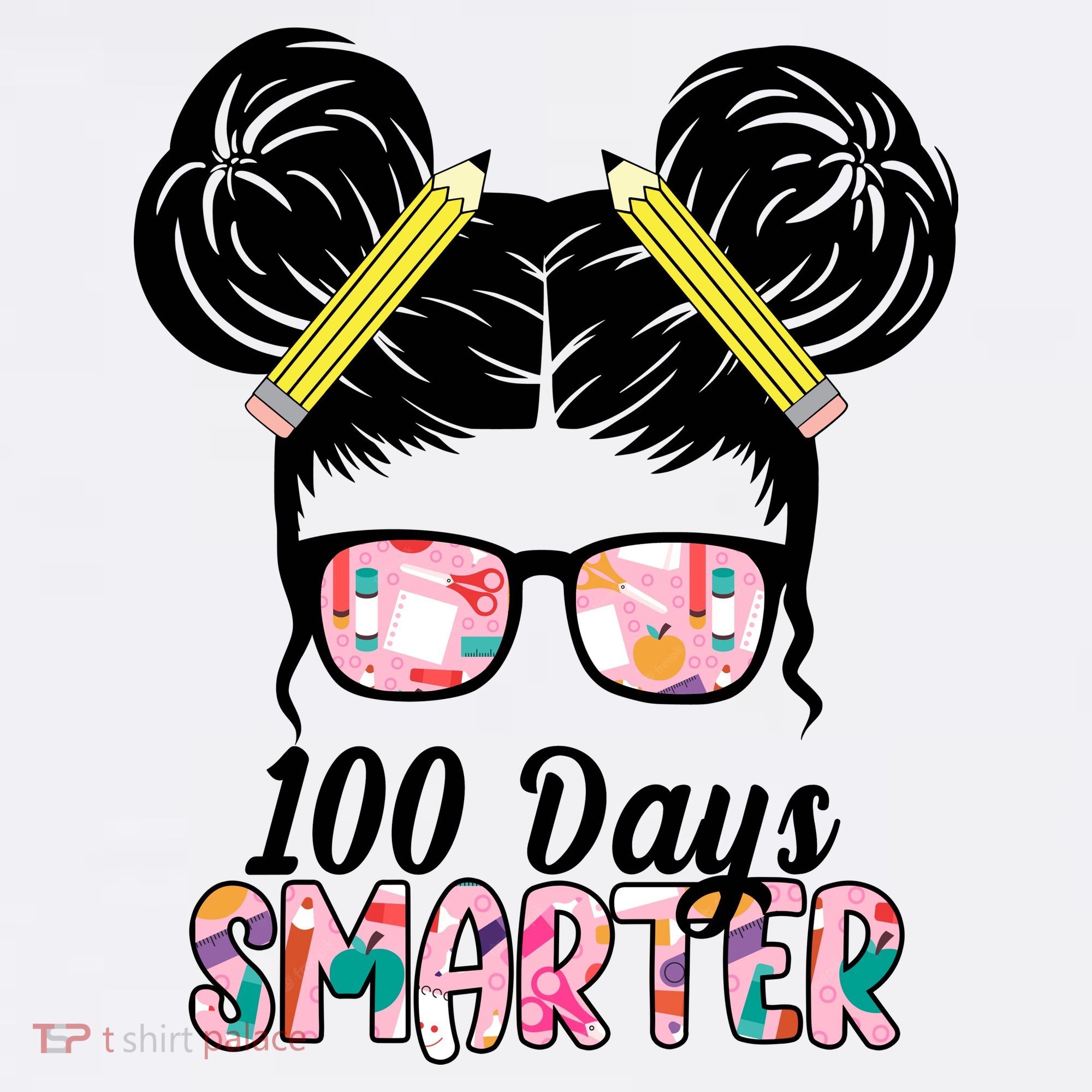 100 Days Smarter Student Hair Bun Baby Bodysuit