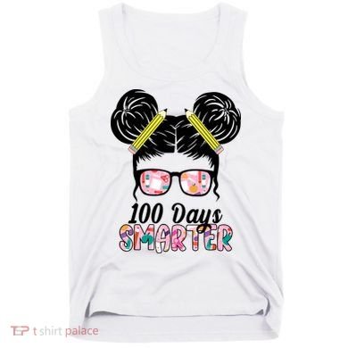 100 Days Smarter Student Hair Bun Tank Top