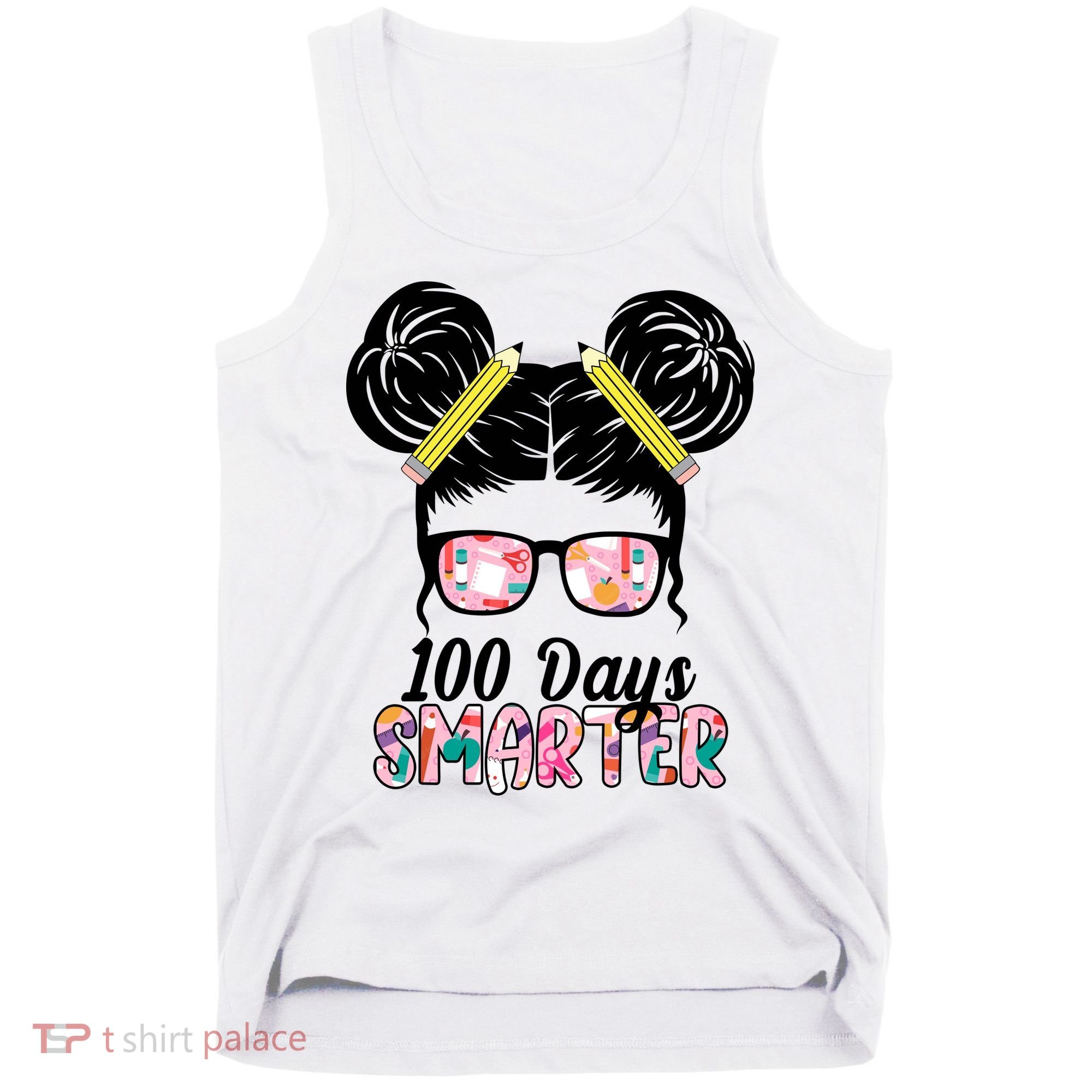 100 Days Smarter Student Hair Bun Tank Top
