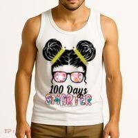 100 Days Smarter Student Hair Bun Tank Top thumb 3