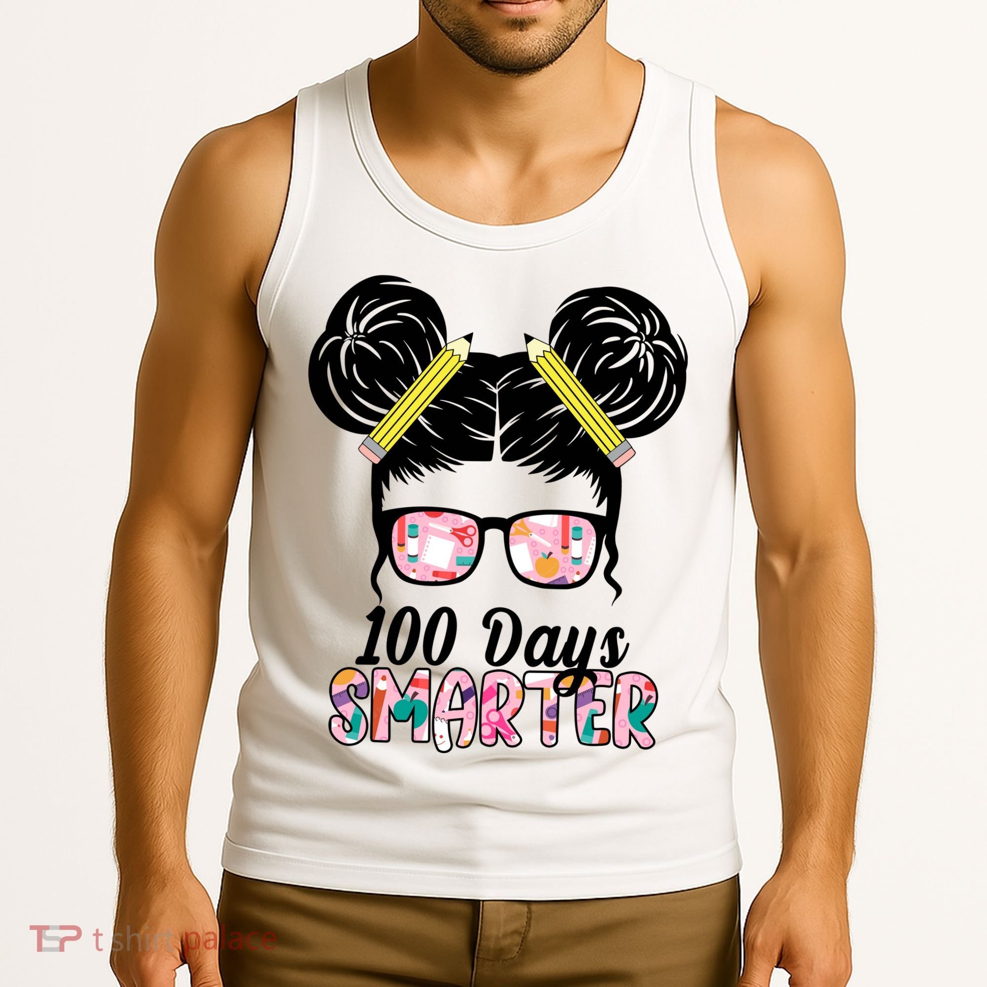 100 Days Smarter Student Hair Bun Tank Top