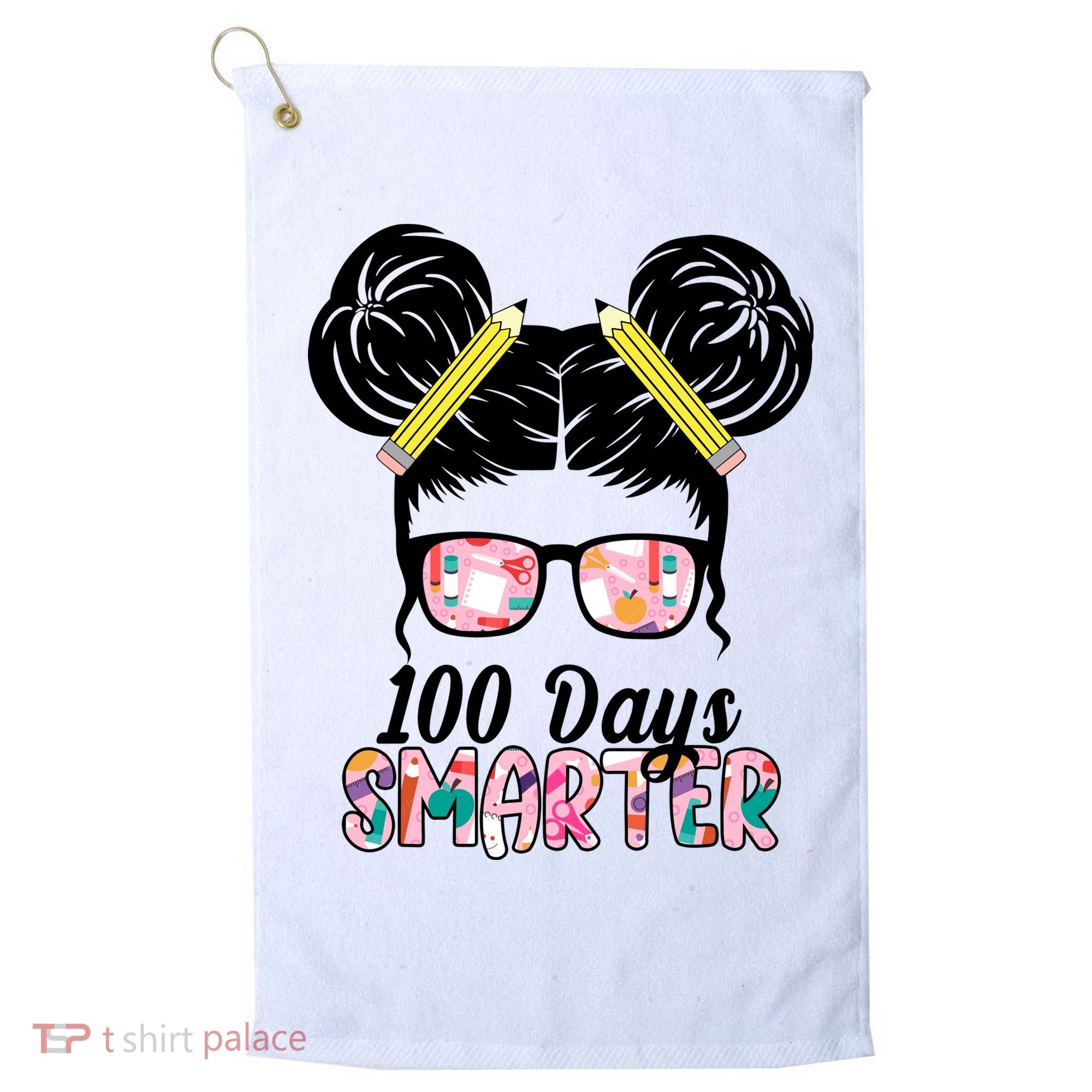 100 Days Smarter Student Hair Bun Golf Towel