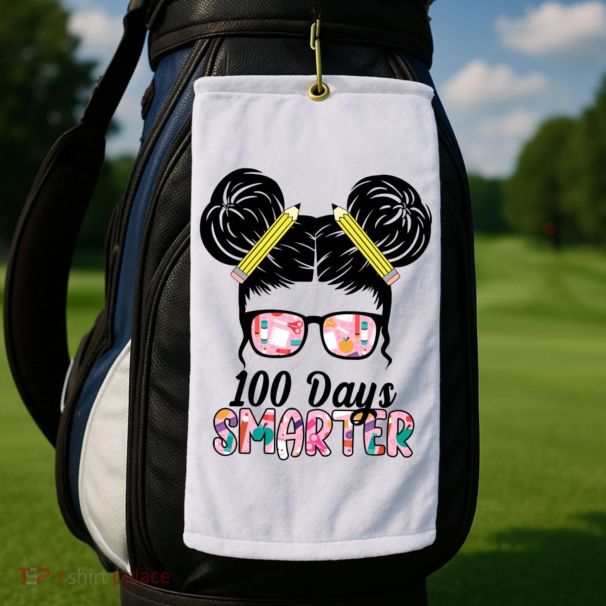 100 Days Smarter Student Hair Bun Golf Towel