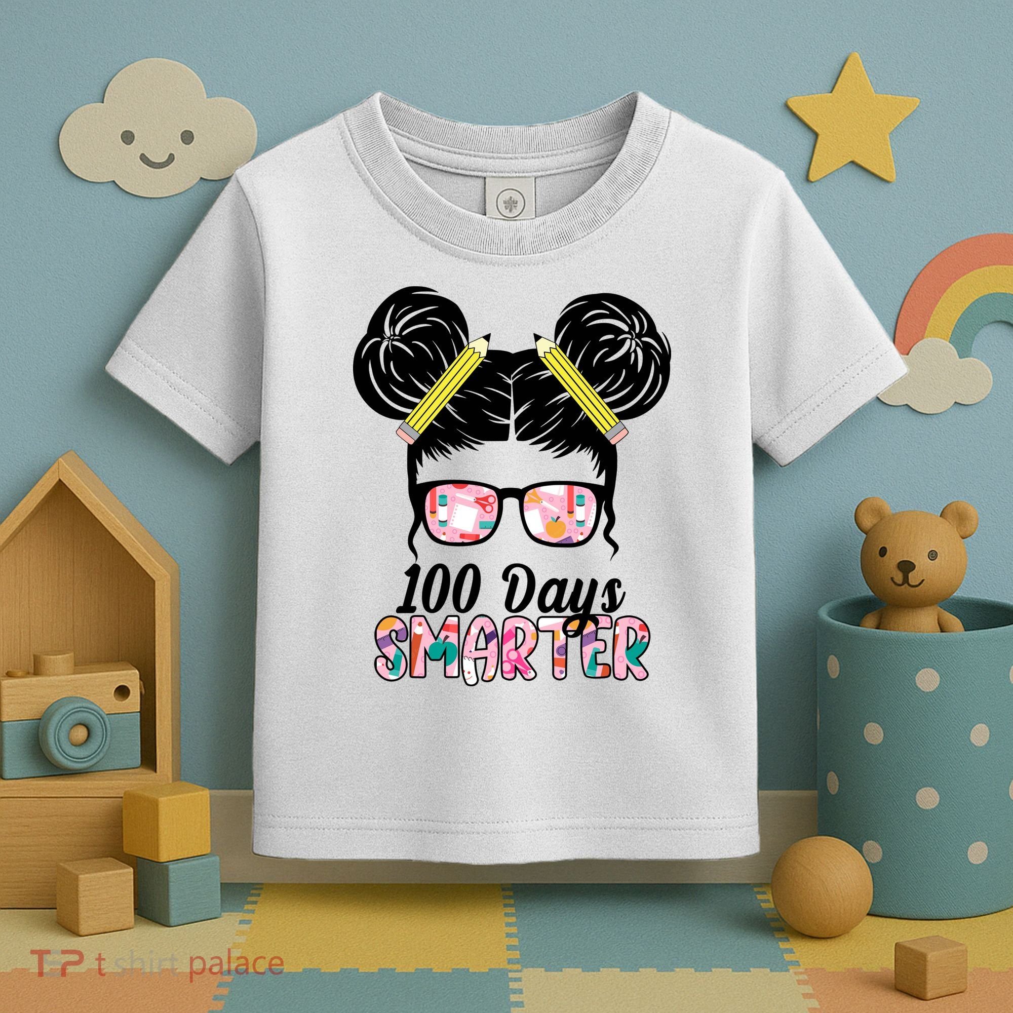 100 Days Smarter Student Hair Bun Toddler T-Shirt