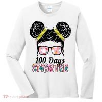 100 Days Smarter Student Hair Bun Women's Long Sleeve Shirt thumb 0