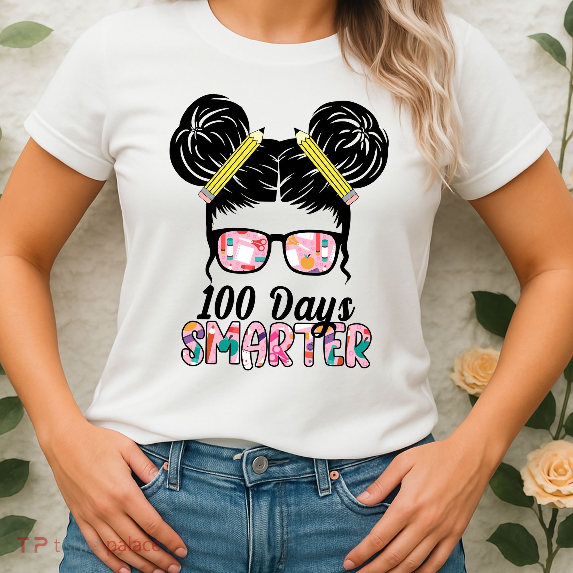 100 Days Smarter Student Hair Bun Women's T-Shirt