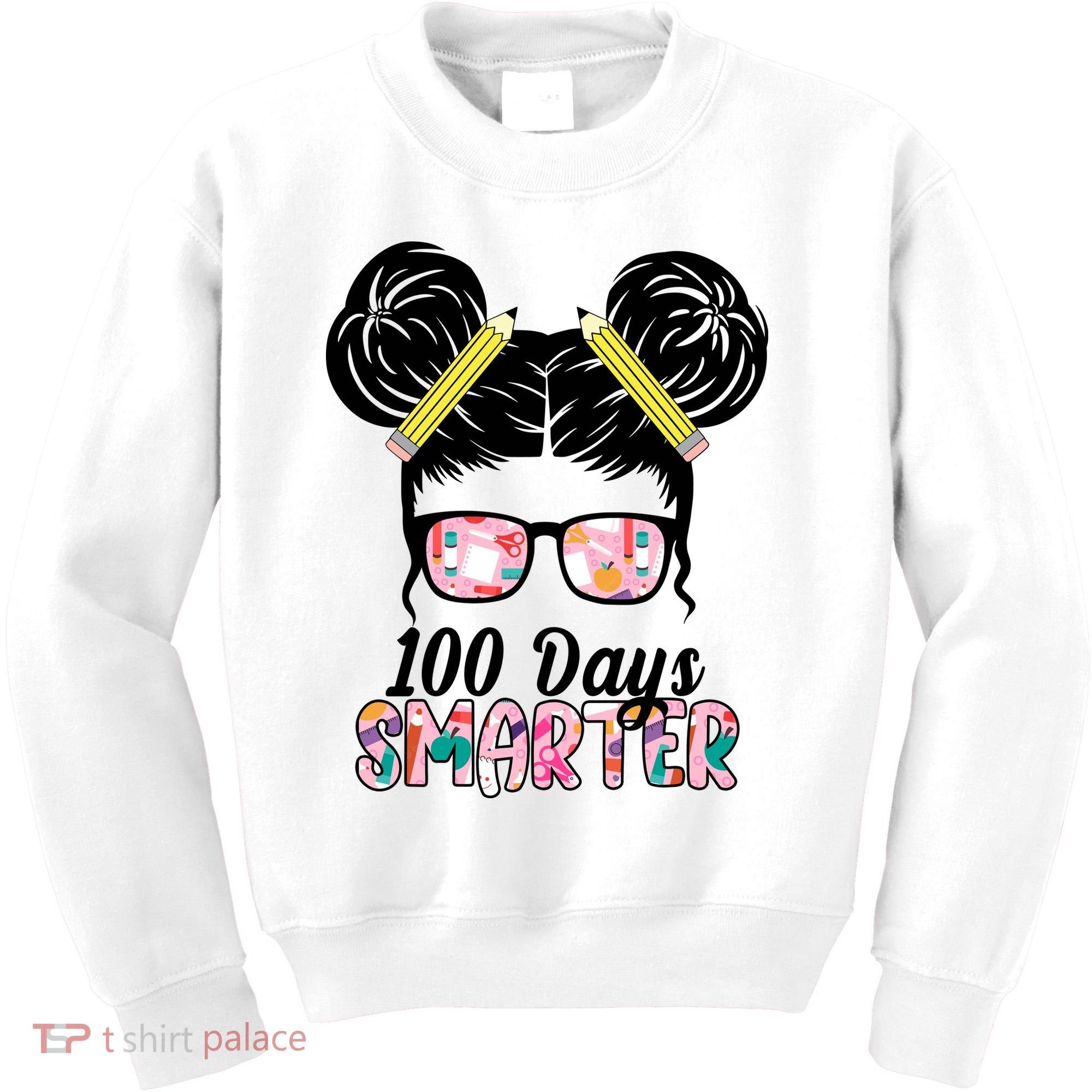 100 Days Smarter Student Hair Bun Kids Sweatshirt