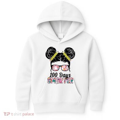100 Days Smarter Student Hair Bun Kids Hoodie