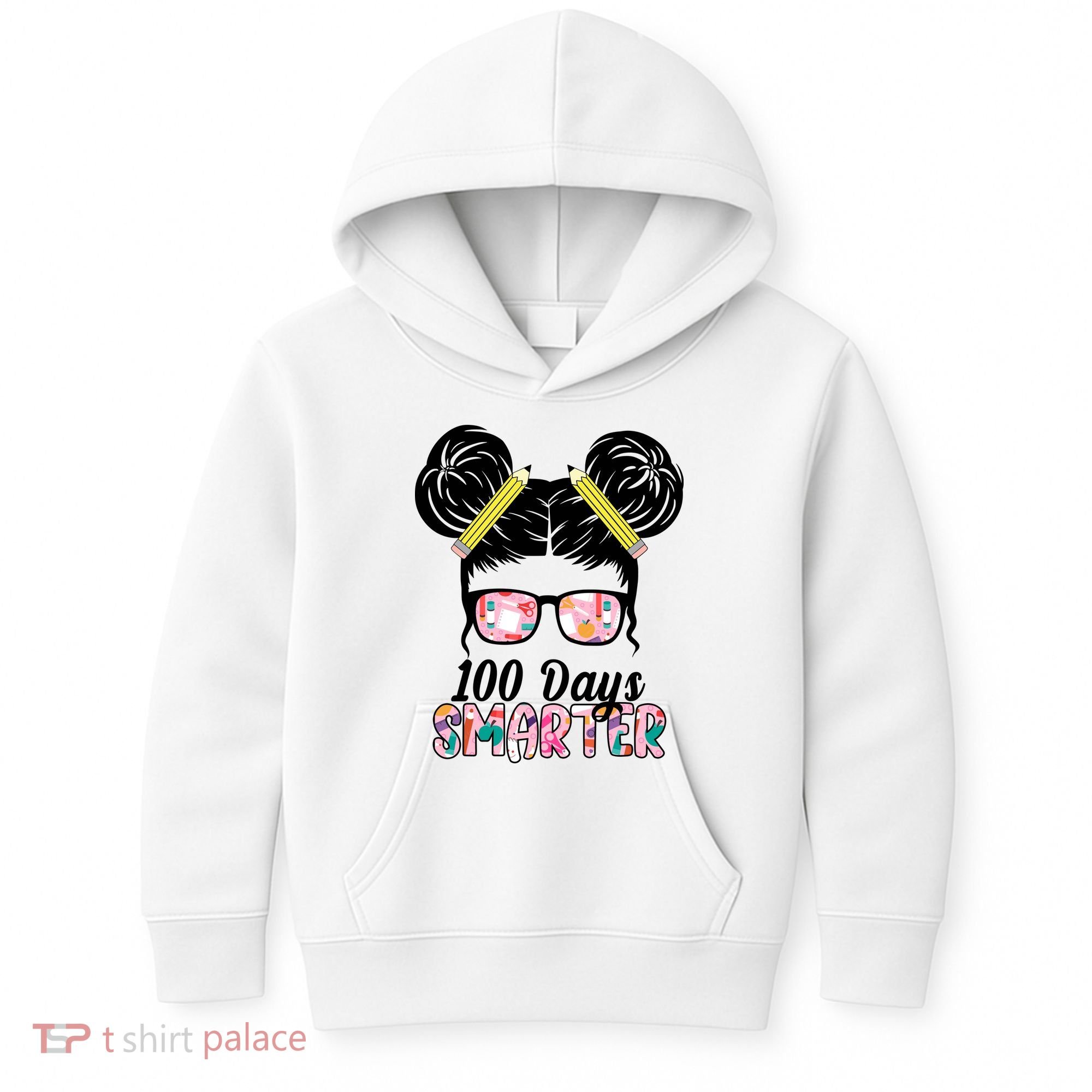100 Days Smarter Student Hair Bun Kids Hoodie