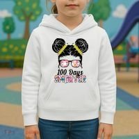 100 Days Smarter Student Hair Bun Kids Hoodie thumb 3
