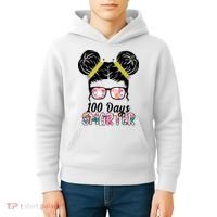 100 Days Smarter Student Hair Bun Kids Hoodie thumb 4
