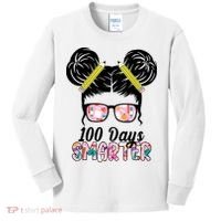 100 Days Smarter Student Hair Bun Kids Long Sleeve Shirt thumb 0