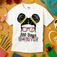 100 Days Smarter Student Hair Bun Kids T-Shirt thumb 3