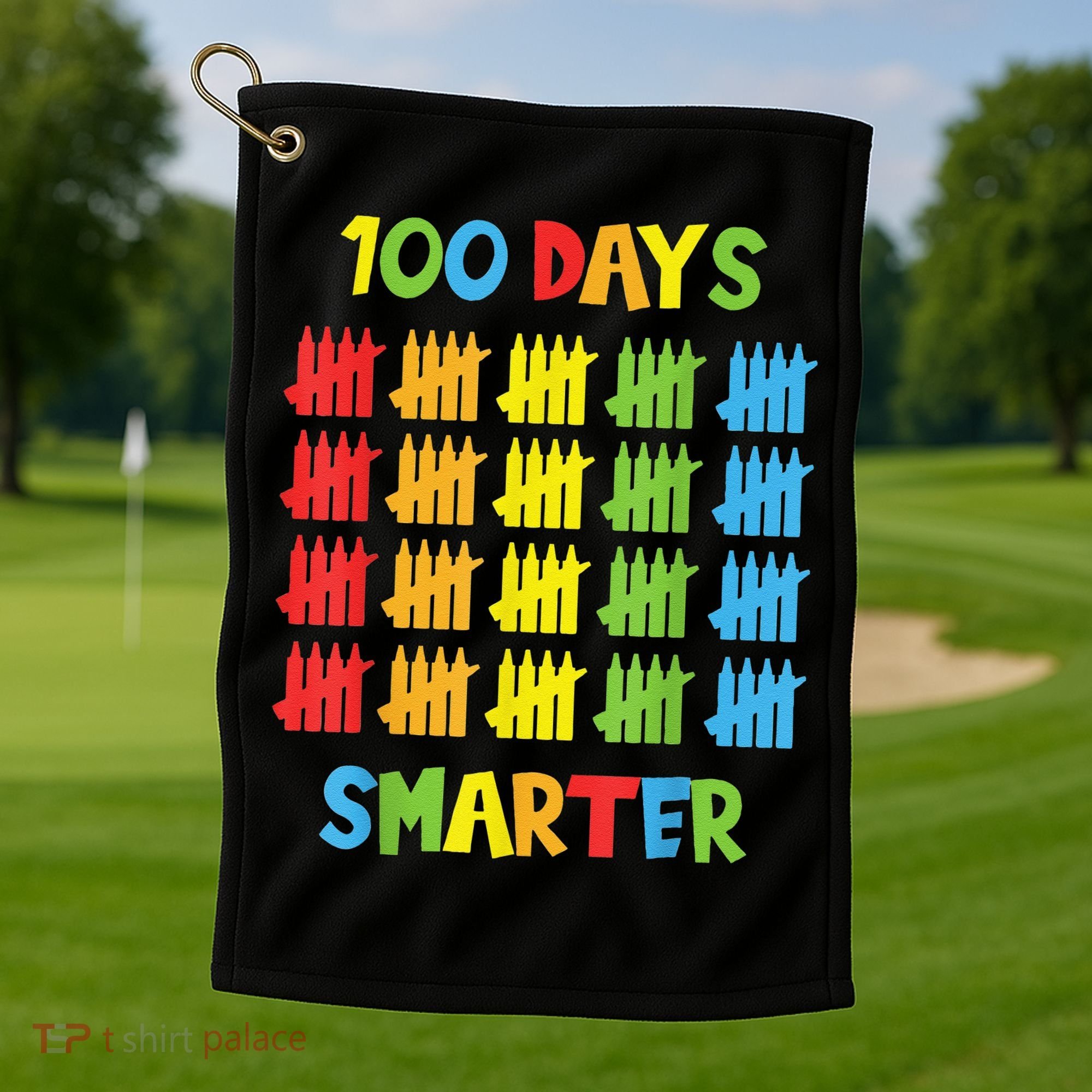 100 Days Smarter Teachers Child 100th Day of School Golf Towel